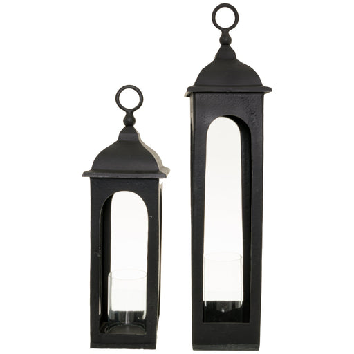 Farrah Collection Black Cast Tall Loop Top Lantern - MILES AND BRIGGS