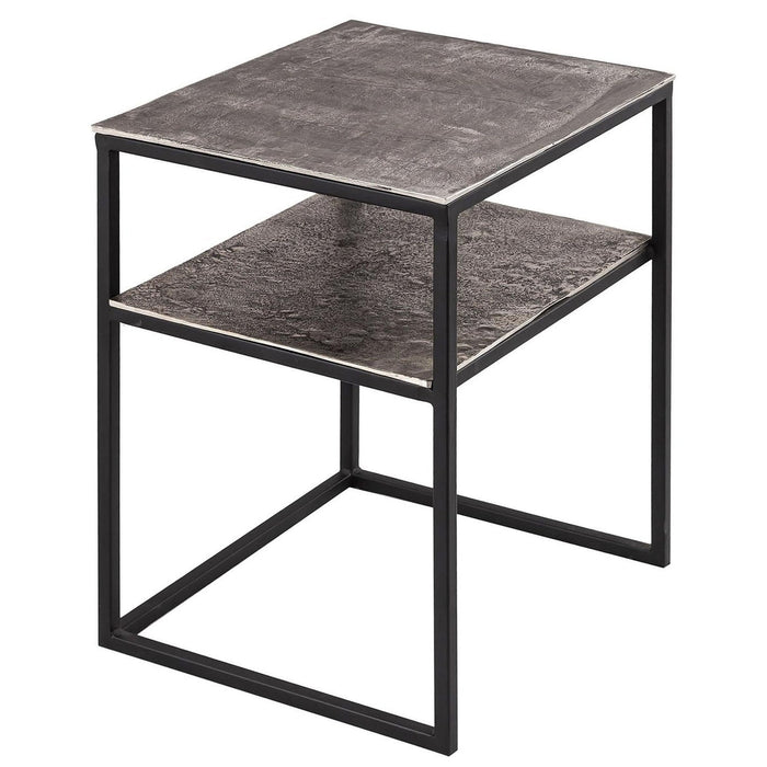 Farrah Collection Silver Side Table with Shelf - MILES AND BRIGGS