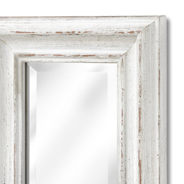 Sleek Wall Mirror in Antique White Frame