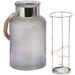 Frosted Glass Lantern with Rope Detail and Interior LED - Vitaly Decor