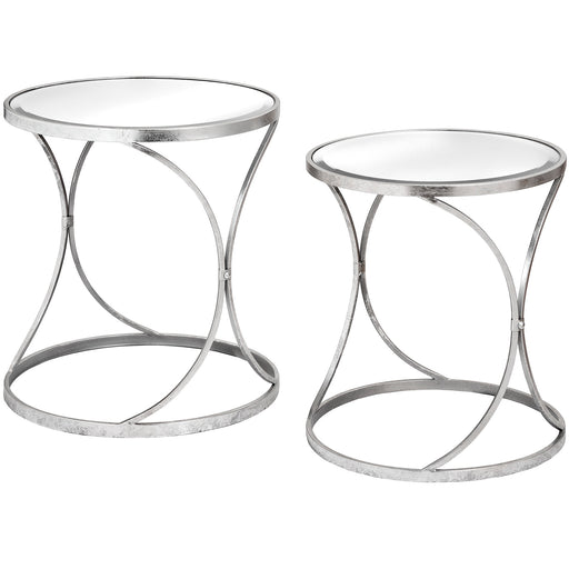 Silver Curved Design Set Of 2 Side Tables - full image 