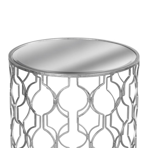 Set of Two Arabesque Silver Foil Mirrored Side Tables - close image 