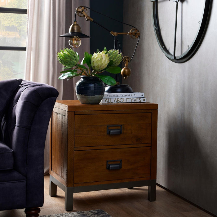 The Draftsman Collection Two-Drawer Bedside Table Sleek and Functional Storage Solution left image 