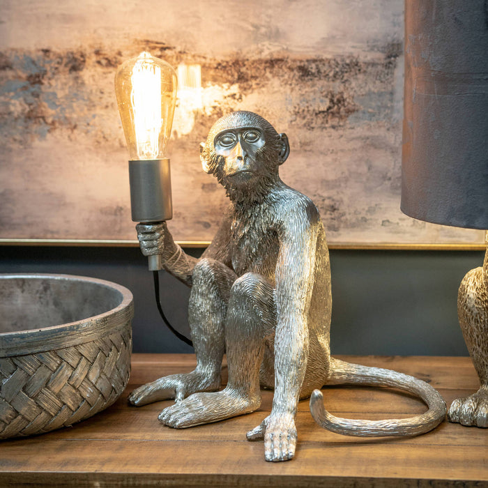 Ringo The Monkey Silver Table Lamp